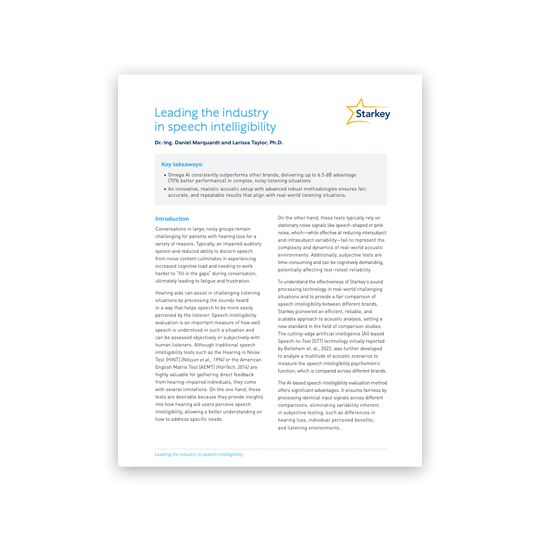 Leading the industry in speech intelligibiliy